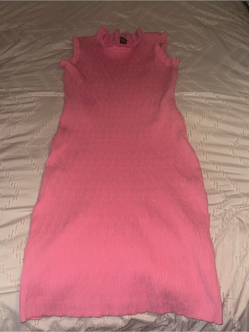 La Hearts Pink Ruffle-Trim Sleeveless Midi Dress